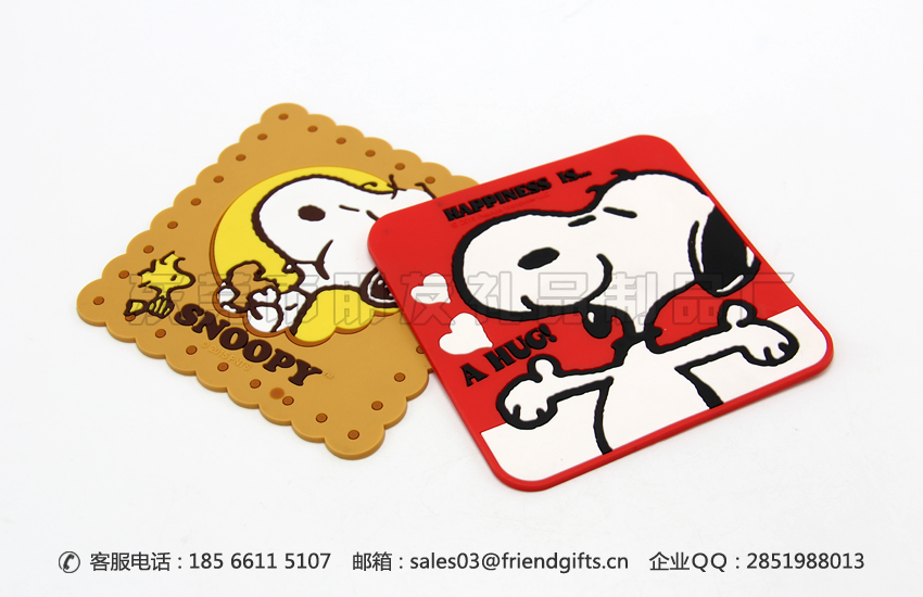 專業史努比(Snoopy)PVC軟膠杯墊定做廠家